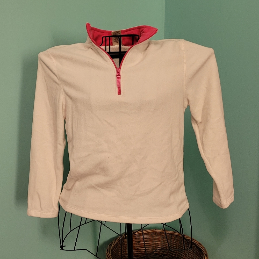 Girls Arizona Large (14/16) 1/4 zip Fleece.  White and pink